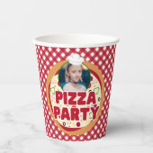 赤モダンピザパーティー子供の誕生日 紙コップ (正面)