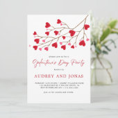 赤モダンピンクハートズGalentine's Dayパーティー 招待状 (スタンド正面)