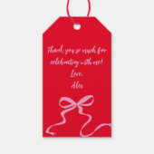 赤モダンピンクメッセージカード ギフトタグ (正面)