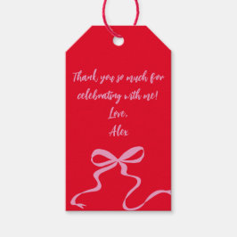 赤モダンピンクメッセージカード ギフトタグ