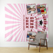 赤モダンピンク卒業式4フォトブース背景 タペストリー (インサイチュ(横))