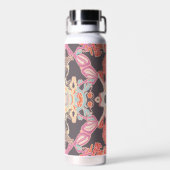 赤モダンピンク紫ブルーのバロック模様 ウォーターボトル (背面)