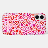 赤モダンピンク紫ロマンチックな愛のハートパターン Case-Mate iPhoneケース (裏面 (横))