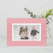 赤モダンピンストライプクリスマスフレーム写真 シーズンカード (スタンド正面)