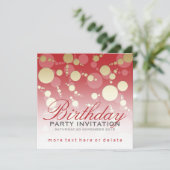 赤モダンファンキー金ゴールドパーティー誕生日招待状 招待状 (スタンド正面)