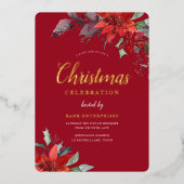 赤モダンフェスティバル企業のパーティー金ゴールド 箔招待状 (正面)