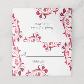 赤モダンフローラつる植物デザイン プレイスカード (外部開封)