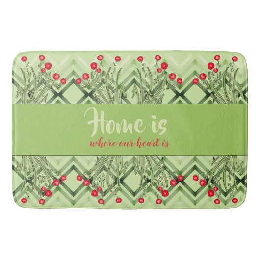 赤モダンフローラの緑 バスマット (正面)