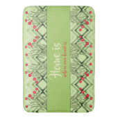 赤モダンフローラの緑 バスマット (正面縦)