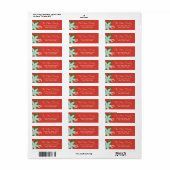 赤モダンフローラはっきりしたメリークリスマスアドレス ラベル (フルシート)