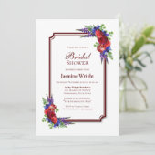 赤モダンフローラブライダルシャワー 招待状 (スタンド正面)
