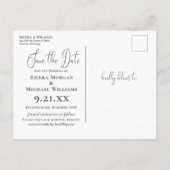 赤モダンフローラ植物結婚式の日付を保存 案内ポストカード (裏面)