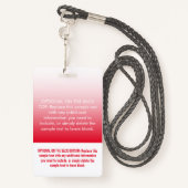 赤モダンプロフェッショナル名タグ バッジ (裏面ランヤード)