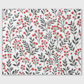 赤モダンベリー休日フローラ ラッピングペーパー (フラット)