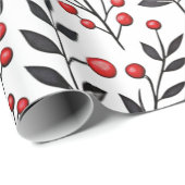 赤モダンベリー休日フローラ ラッピングペーパー (ロールコーナー)