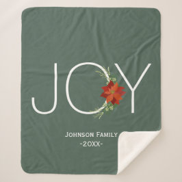 赤モダンポインセティアホリデージョークリスマス シェルパブランケット