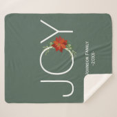 赤モダンポインセティアホリデージョークリスマス シェルパブランケット (正面(横))