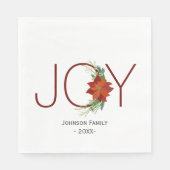 赤モダンポインセティアホリデージョークリスマス スタンダードランチョンナプキン (正面)