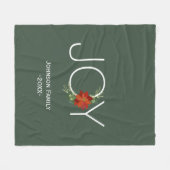 赤モダンポインセティアホリデージョークリスマス フリースブランケット (正面(横))