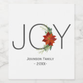 赤モダンポインセティアホリデージョークリスマス ワインラベル (シングルラベル)