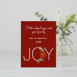 赤モダンポインセティアホリデージョークリスマス 箔シーズンポストカード