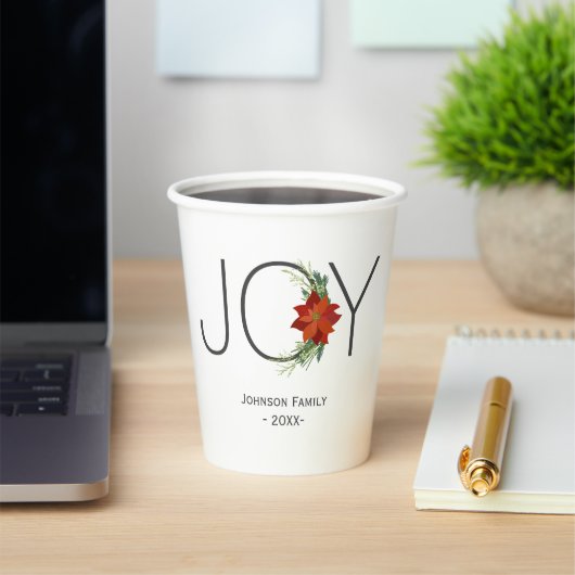 赤モダンポインセティアホリデージョークリスマス 紙コップ (インサイチュ)