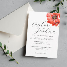 赤モダンポピー結婚式招待状 |フローラ | 招待状
