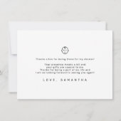 赤モダンミニマルちゃんシャワーサンキューカード 招待状 (裏面)