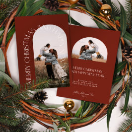 赤モダンミニマルアーチ2写真メリークリスマスH シーズンカード