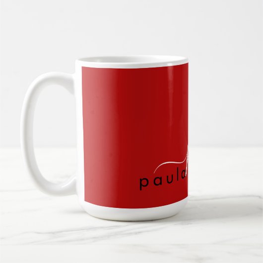 赤モダンミニマルカスタムモノグラムと名前 コーヒーマグカップ (左)