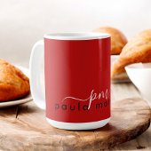 赤モダンミニマルカスタムモノグラムと名前 コーヒーマグカップ