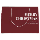 赤モダンミニマルコンテンポラリー聖降誕祭 ラージペーパーバッグ (正面)