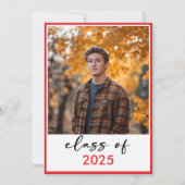 赤モダンミニマルタイポグラフィ卒業パーティー 招待状 (裏面)