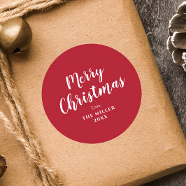 赤モダンミニマルメリークリスマス家族クラシック ラウンドシール