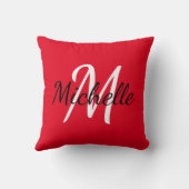 赤モダンミニマルモノグラム名+イニシャル クッション (裏面)
