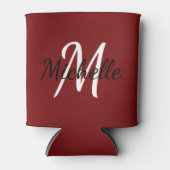 赤モダンミニマルモノグラム名+イニシャル 缶クーラー (正面)