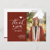 赤モダンミニマル写真卒業 ポストカード (正面/裏面)