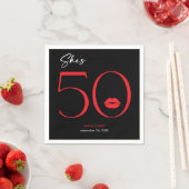 赤モダンミニマル唇は5誕生日 スタンダードカクテルナプキン (インサイチュ)