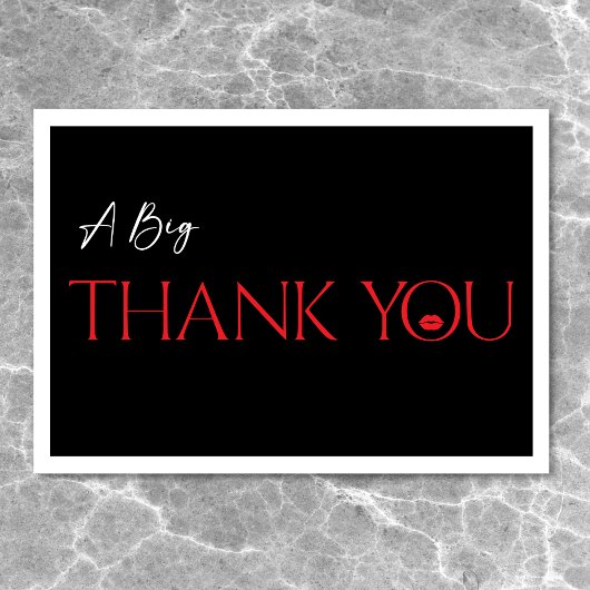 赤モダンミニマル唇30歳誕生日 サンキューカード