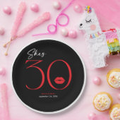 赤モダンミニマル唇30歳誕生日 ペーパープレート (パーティー)