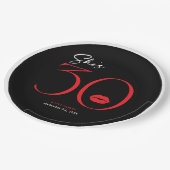 赤モダンミニマル唇30歳誕生日 ペーパープレート (アングル)