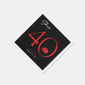 赤モダンミニマル唇She's 4誕生日 スタンダードカクテルナプキン (角)