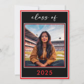 赤モダンミニマル字卒業パーティー 招待状 (裏面)