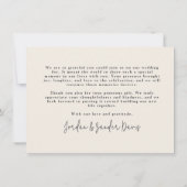 赤モダンミニマル結婚主義モノグラム サンキューカード (裏面)