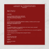 赤モダンミニマル赤の結婚披露宴 メニュー (正面)