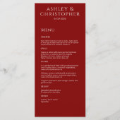 赤モダンミニマル赤の結婚披露宴 メニュー (正面)