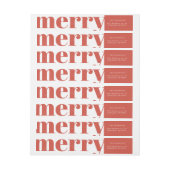 赤モダンメリーはっきりしたタイポグラフィ差出人住所 ラップアラウンドラベル (シート)