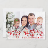 赤モダンメリークリスマスグリッターのスクリプト写真 シーズンカード (正面)