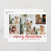 赤モダンメリークリスマスハート脚本5写真 シーズンポストカード (正面/裏面)