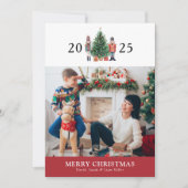 赤モダンメリークリスマスフォトホリデーカード シーズンカード (正面)